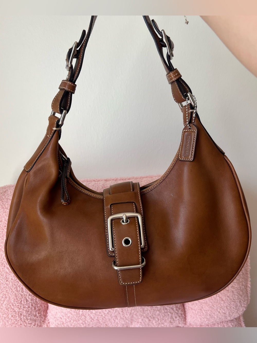 Vintage Coach Hamptons Leather Buckle Hobo Bag